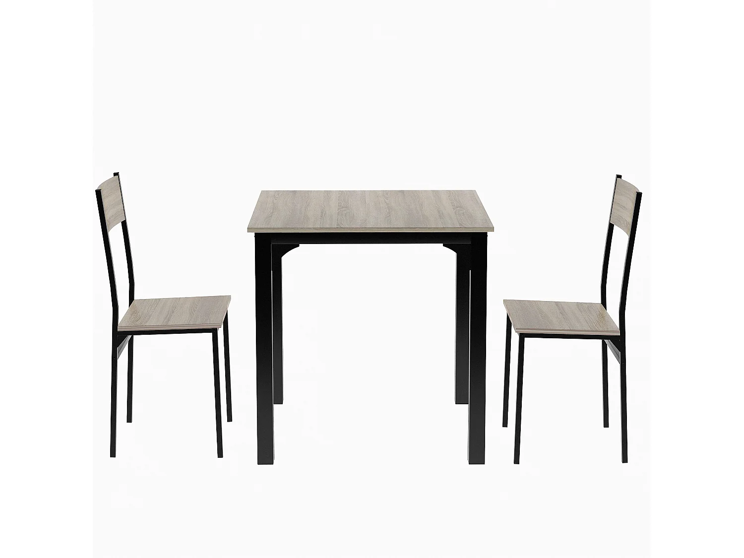 Set Tavolo con 2 sedie 70x70x75 cm in Legno con gambe in Metallo - Naturale chiaro