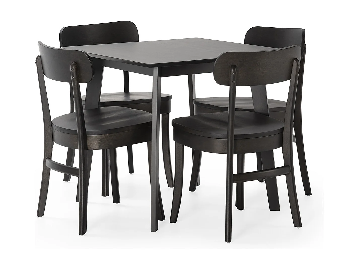 Juego de mesa 80x80 cm y 4 sillas de comedor Nala color Negro