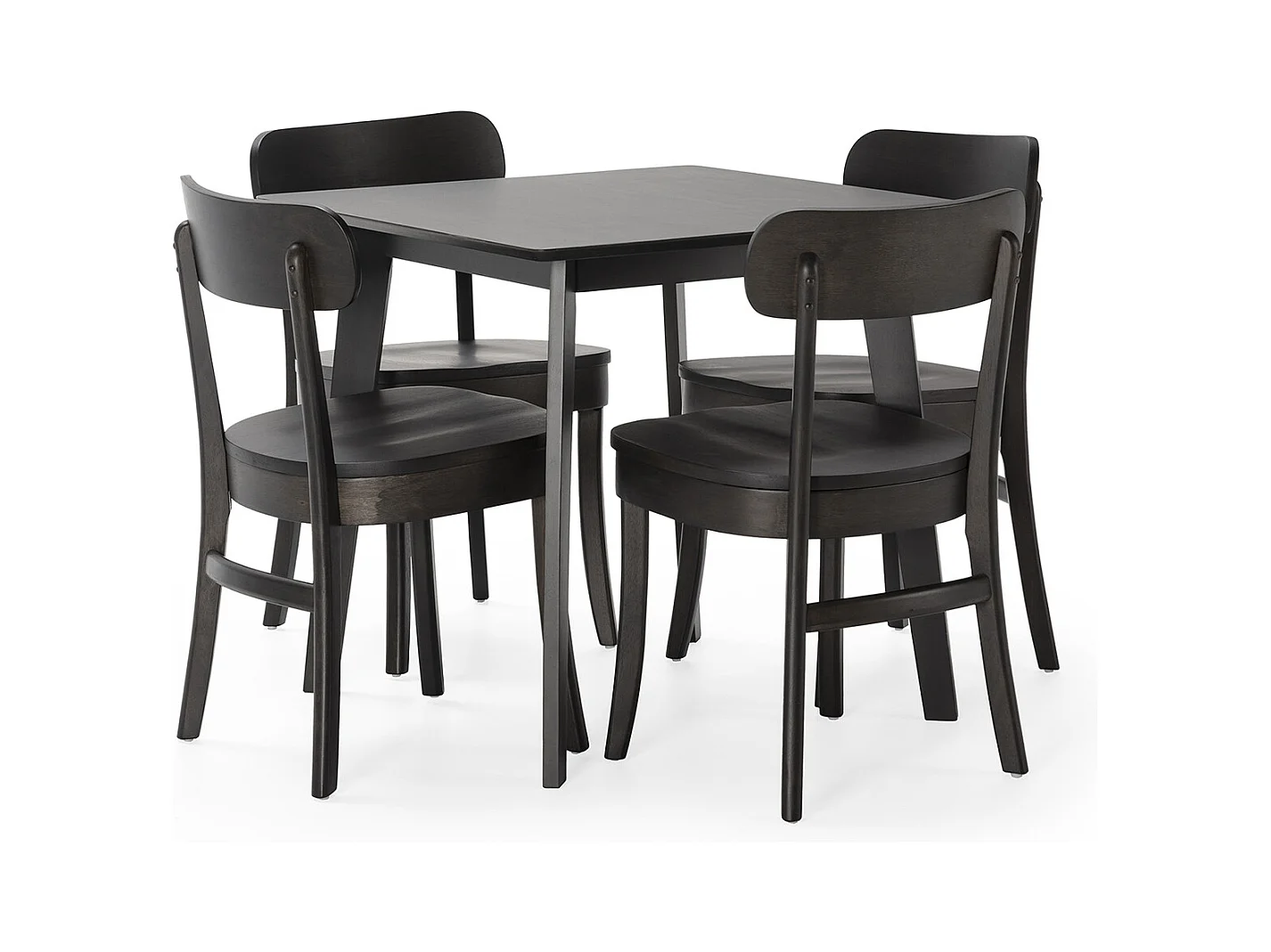 Ensemble table 80x80 cm et 4 chaises de salle à manger Nala Noir