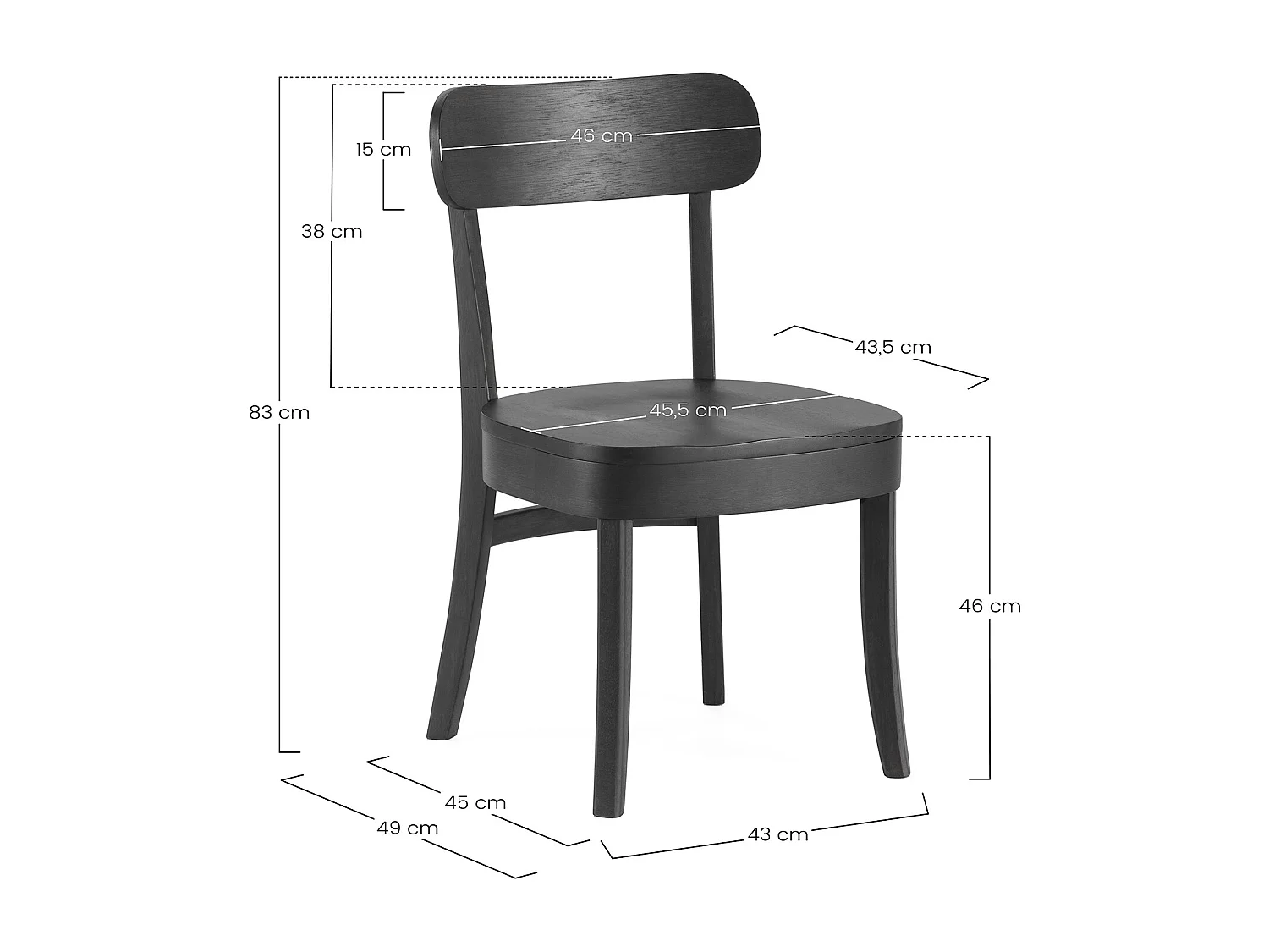 Ensemble table 80x80 cm et 4 chaises de salle à manger Nala Noir