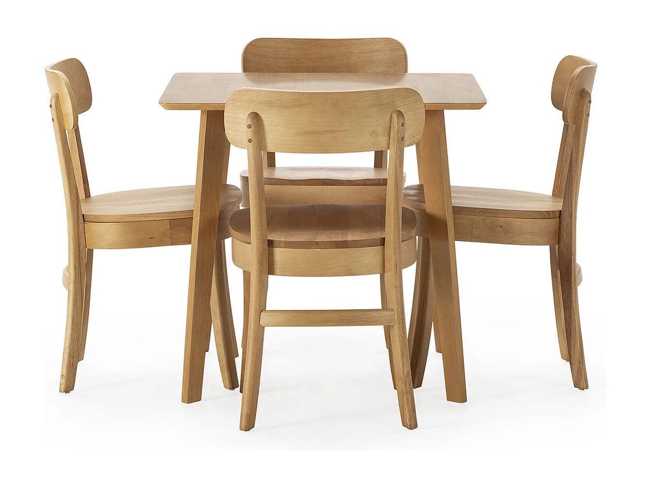 Ensemble table 80x80 cm et 4 chaises de salle à manger Nala Chêne