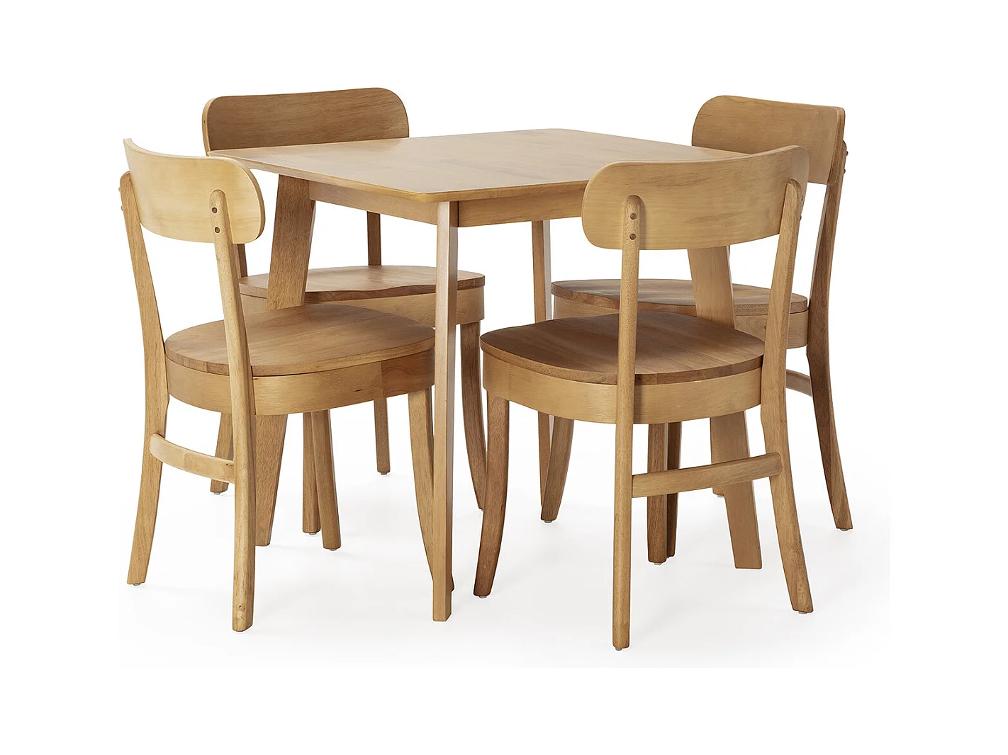 Ensemble table 80x80 cm et 4 chaises de salle à manger Nala Chêne