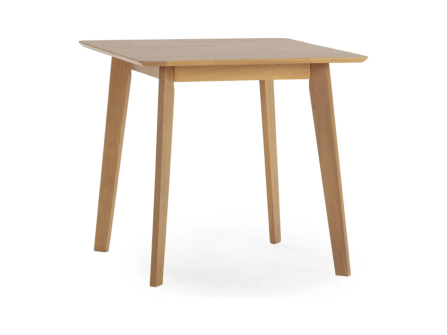 Speltafel 80x80 cm en 4 eetkamerstoelen Nala in eikenkleur.