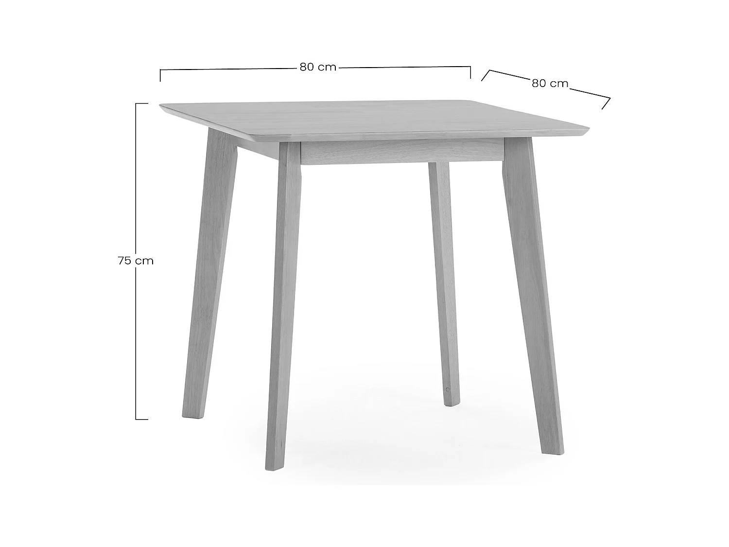 Speltafel 80x80 cm en 4 eetkamerstoelen Nala in eikenkleur.