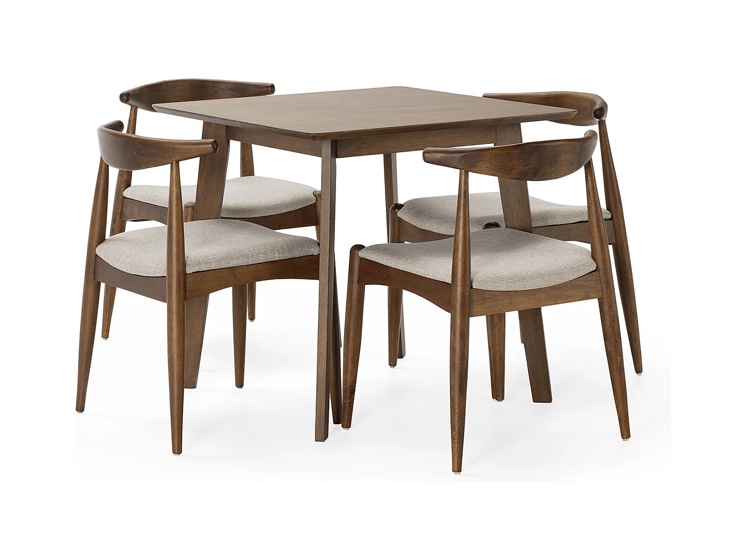 Ensemble table 80x80 cm et 4 chaises de salle à manger Corzo Noyer