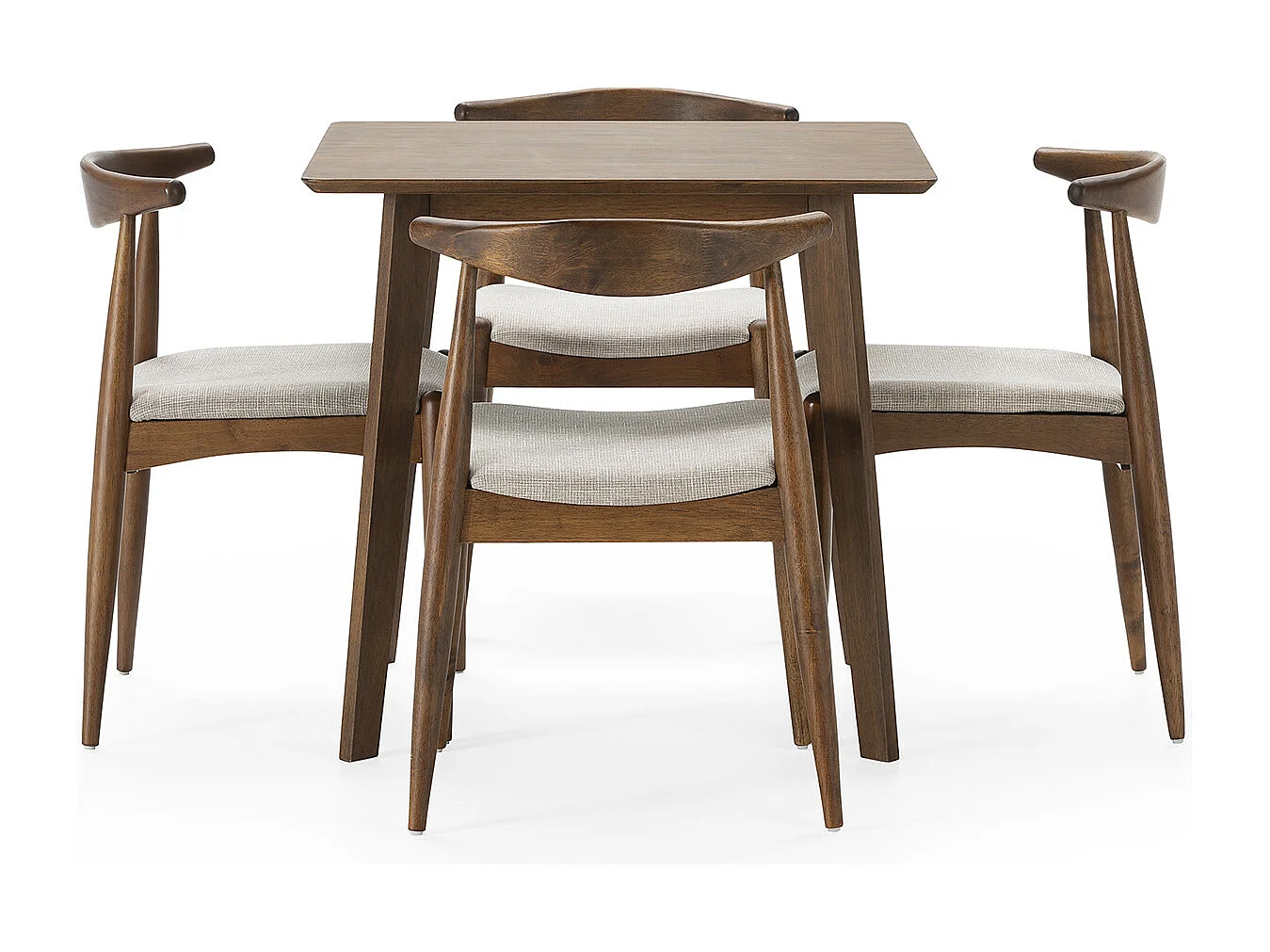 Ensemble table 80x80 cm et 4 chaises de salle à manger Corzo Noyer