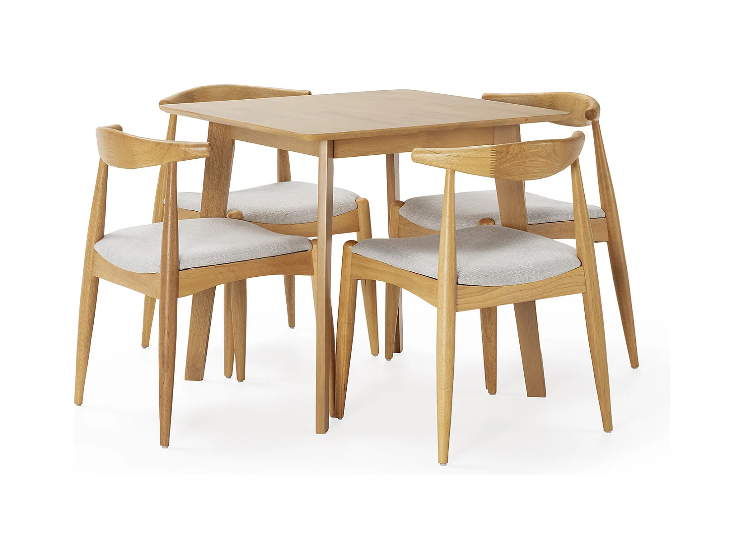 Ensemble table 80x80 cm et 4 chaises de salle à manger Corzo Chêne