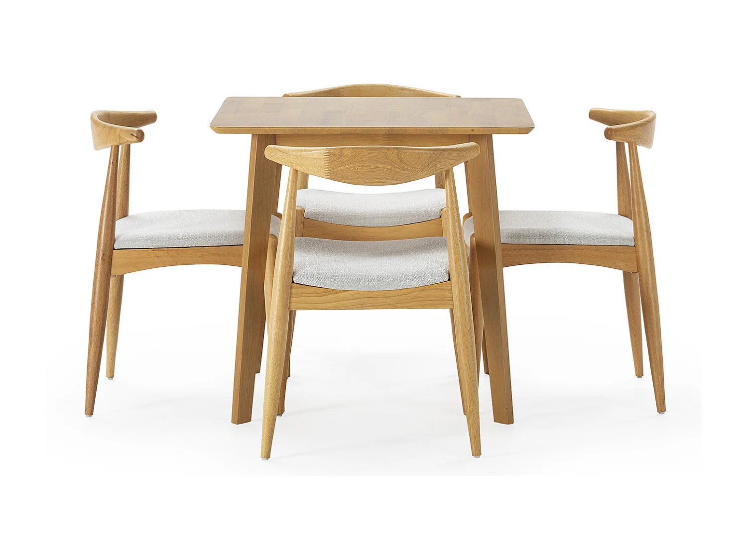 Ensemble table 80x80 cm et 4 chaises de salle à manger Corzo Chêne