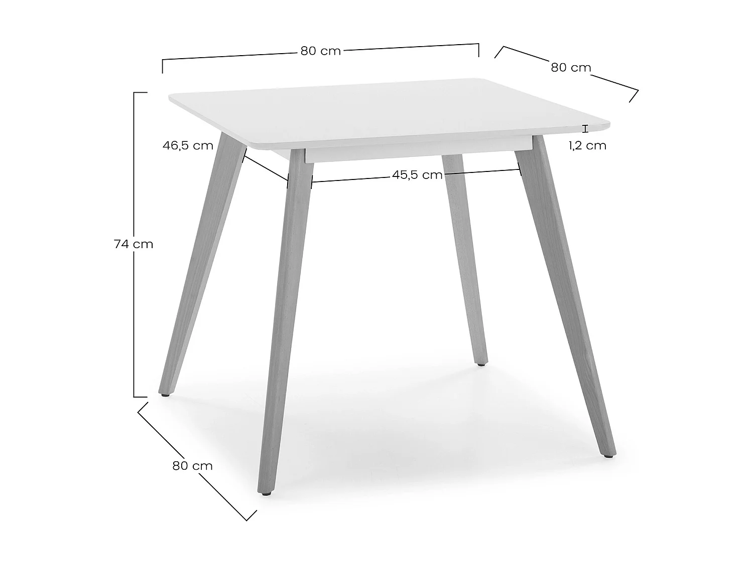 Ensemble table 80x80 cm et 4 chaises de salle à manger Jeff blanches