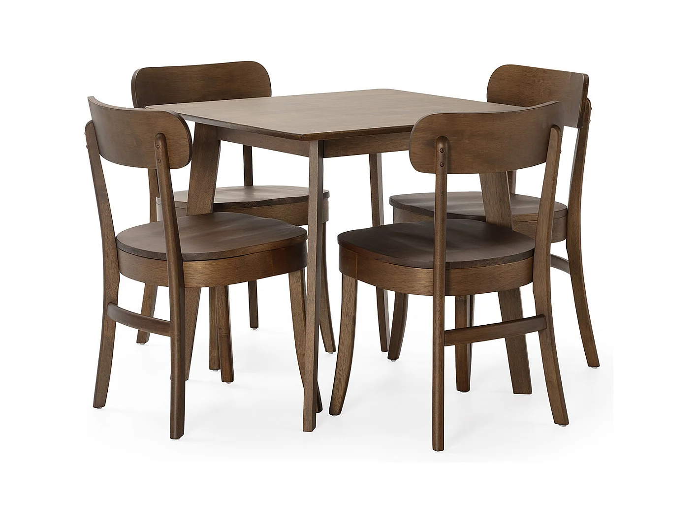 Ensemble table 80x80 cm et 4 chaises de salle à manger Nala Noyer