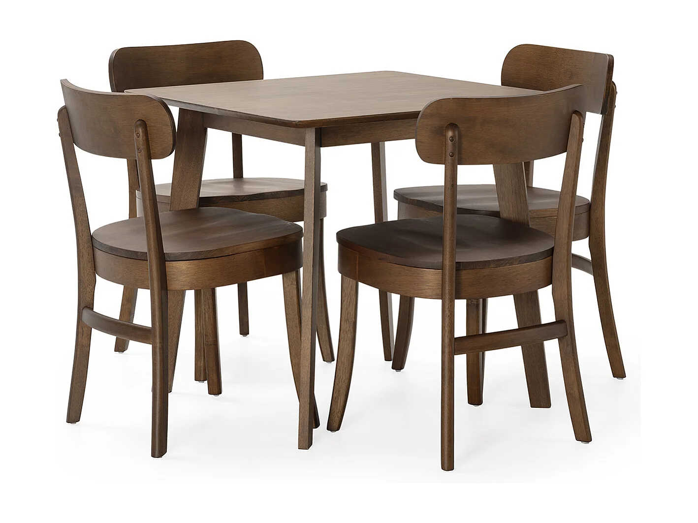 Ensemble table 80x80 cm et 4 chaises de salle à manger Nala Noyer