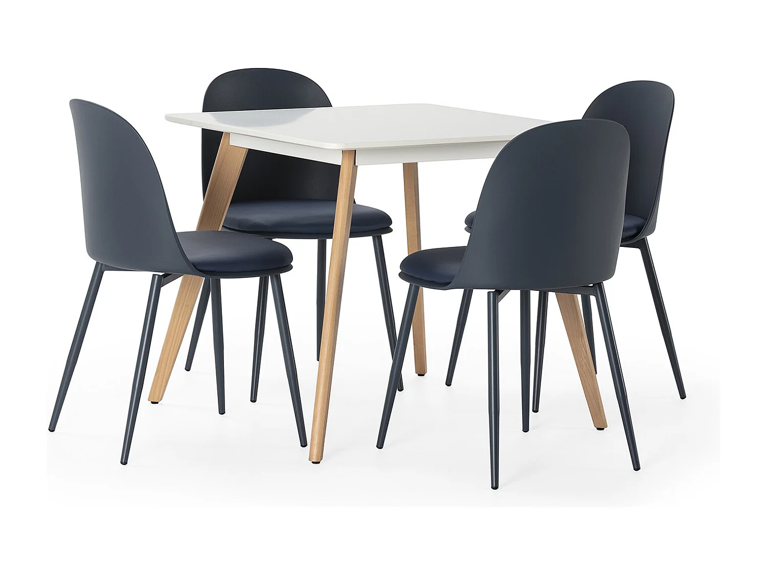 Ensemble table 80x80 cm et 4 chaises de salle à manger Kana Bleu