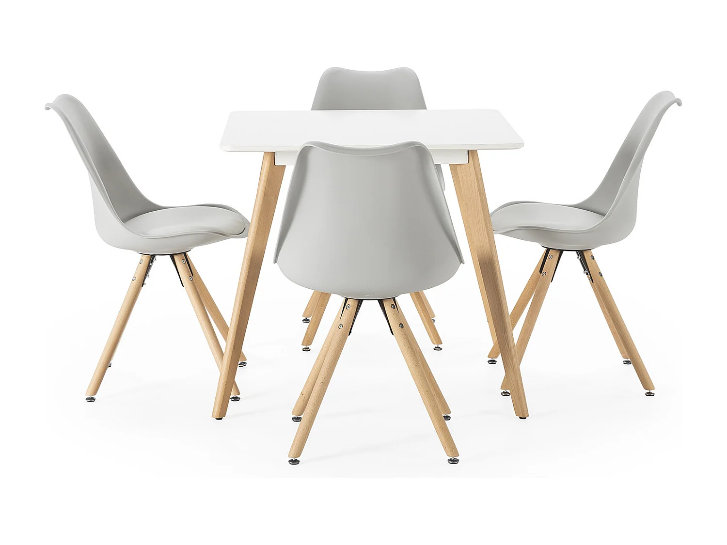 Ensemble table 80x80 cm et 4 chaises de salle à manger Jeff grises