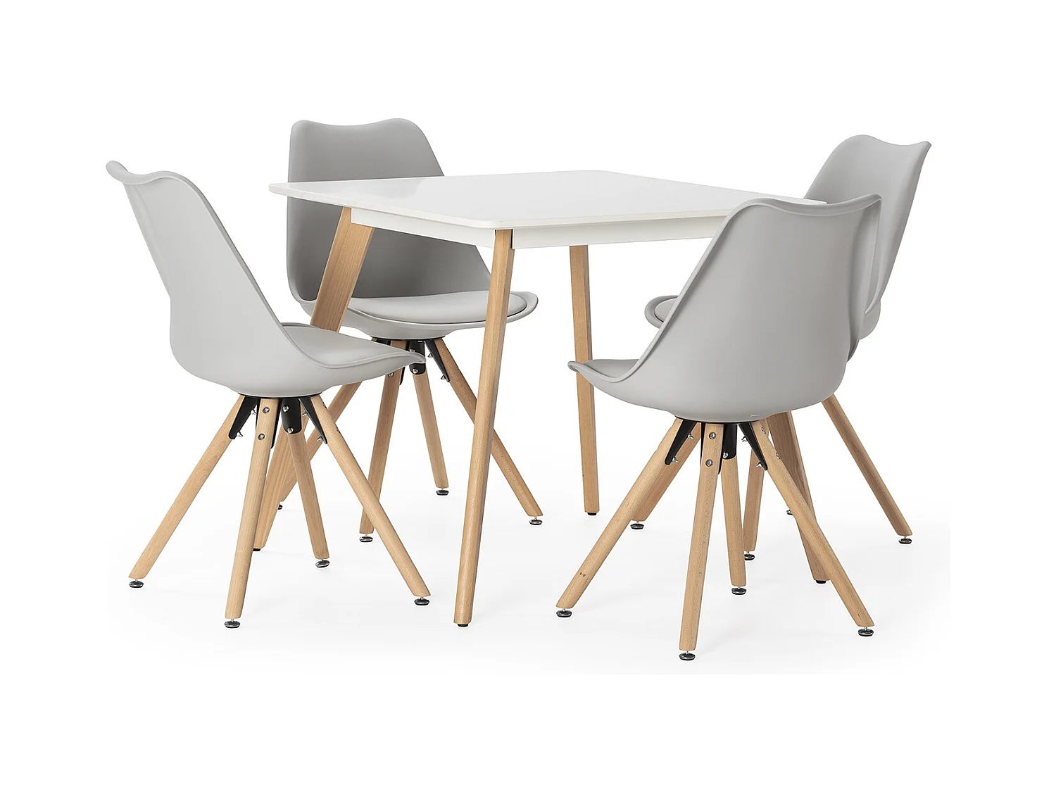 Ensemble table 80x80 cm et 4 chaises de salle à manger Jeff grises