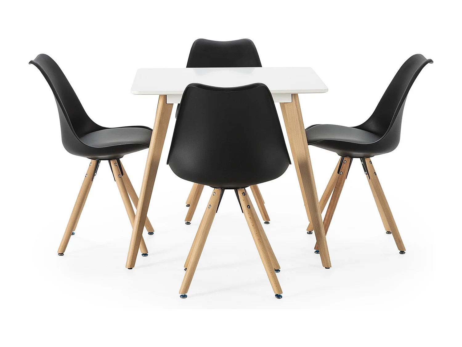 Ensemble table 80x80 cm et 4 chaises de salle à manger Jeff noires