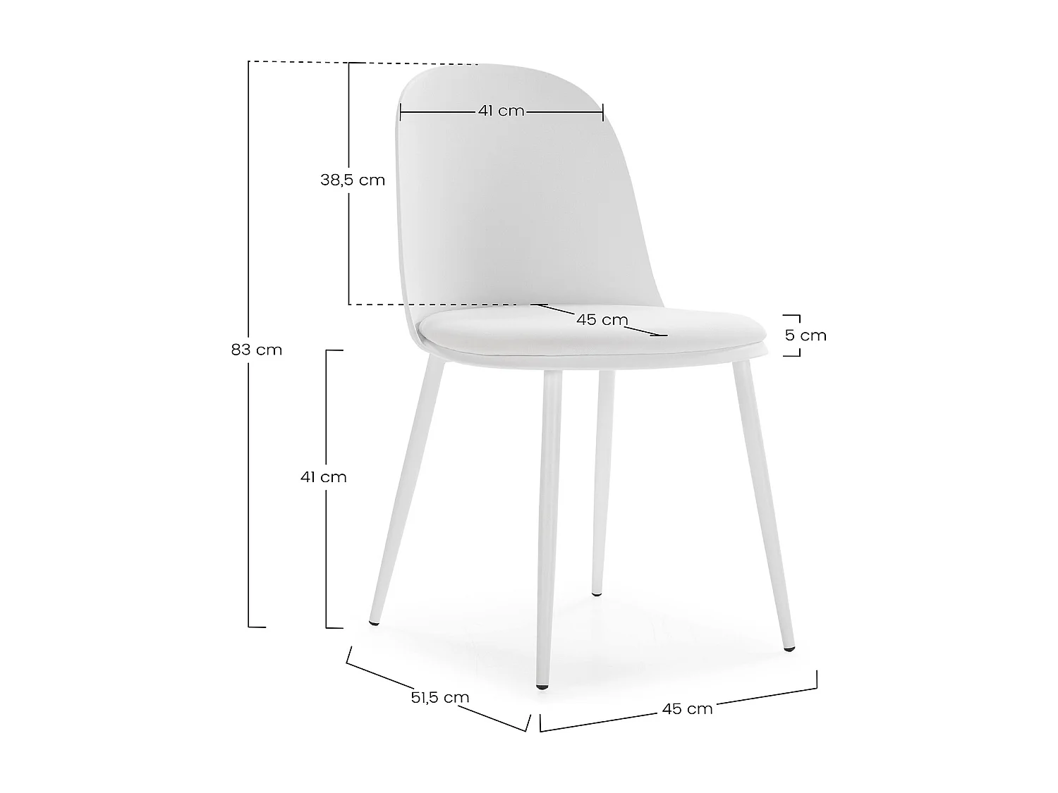 Ensemble table 80x80 cm et 4 chaises de salle à manger Kana Blanc