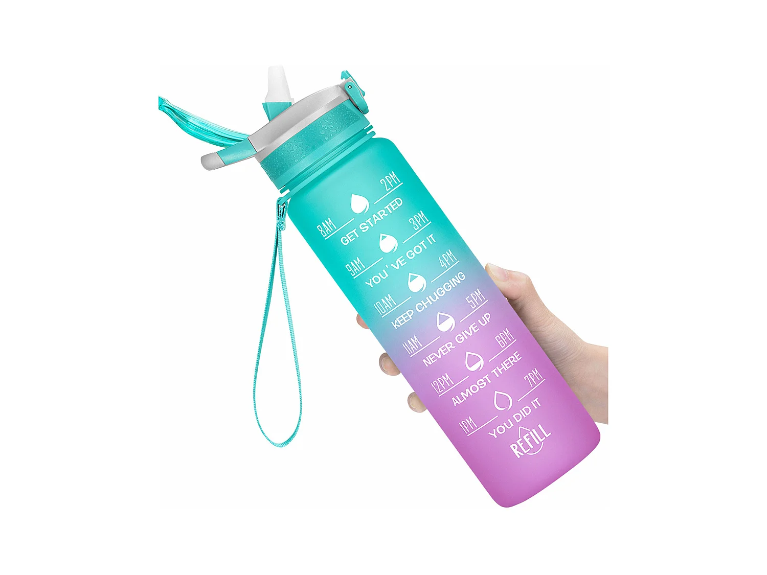 Gourde de Sport Bouteille d'eau 1000ml - ABS 100% sans BPA - vert et violet