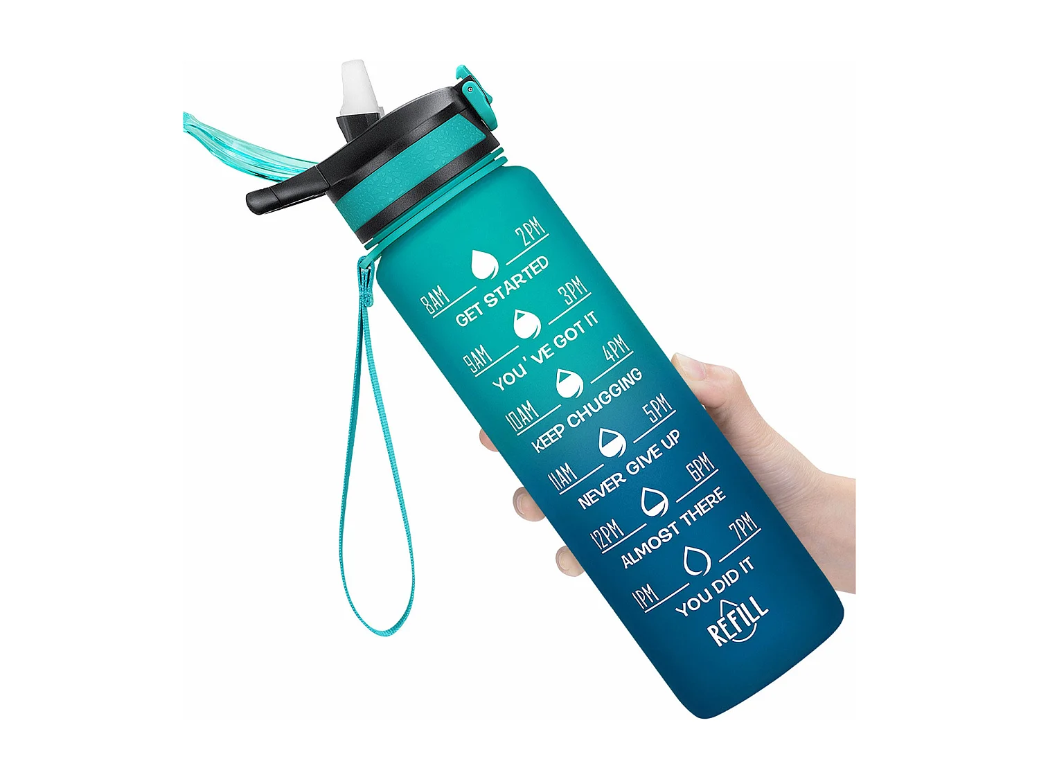 Gourde de Sport Bouteille d'eau 1000ml - ABS 100% sans BPA - vert foncé