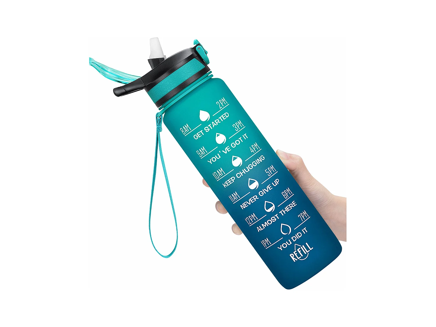 Gourde de Sport Bouteille d'eau 1000ml - ABS 100% sans BPA - vert foncé
