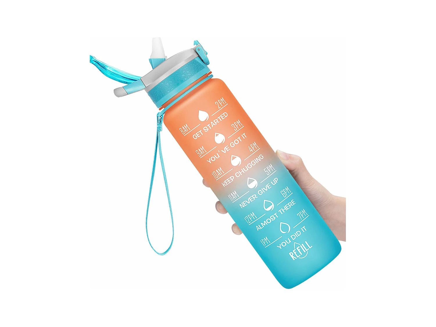 Gourde de Sport Bouteille d'eau 1000ml - ABS 100% sans BPA - orange et vert