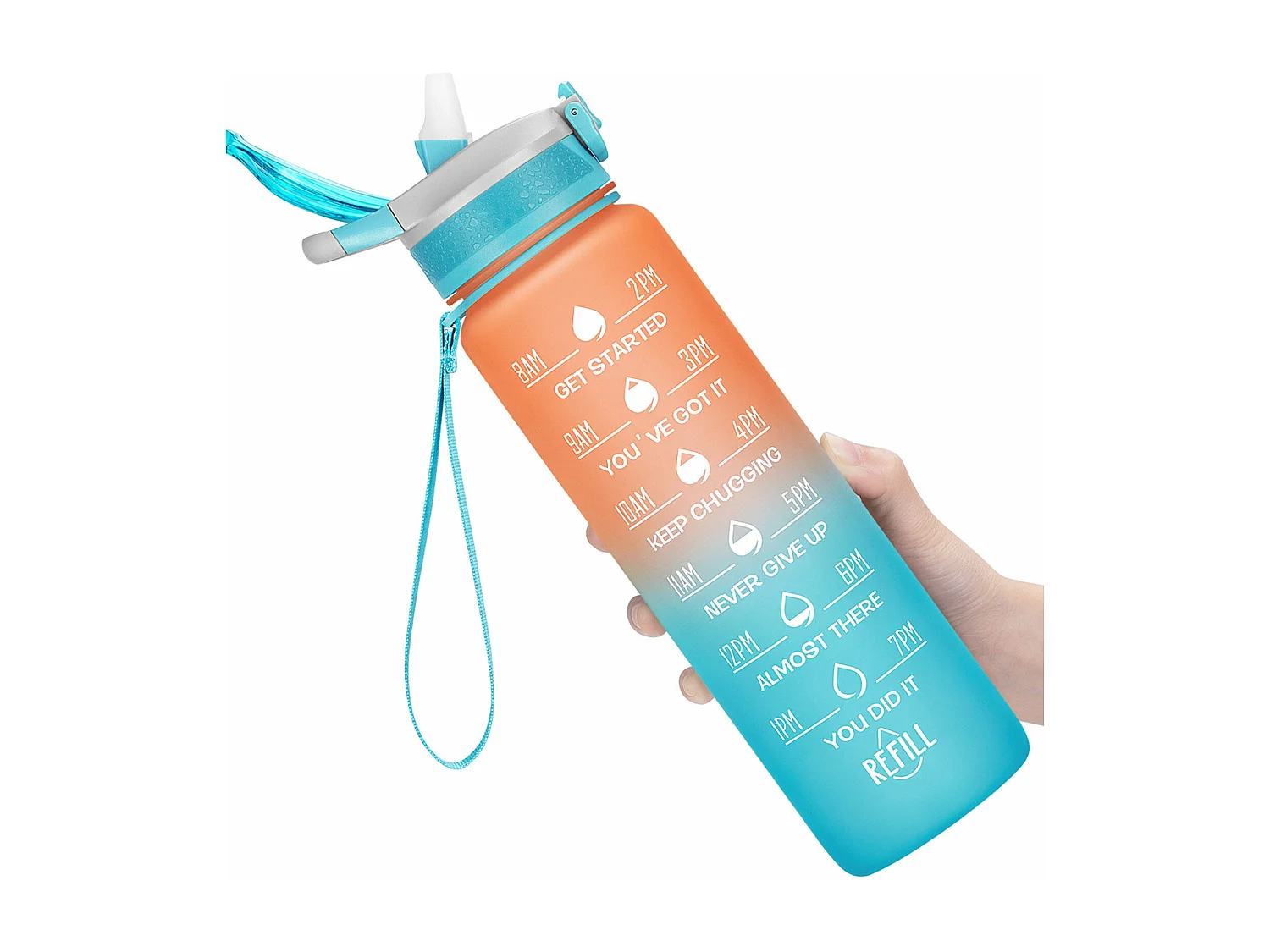 Gourde de Sport Bouteille d'eau 1000ml - ABS 100% sans BPA - orange et vert