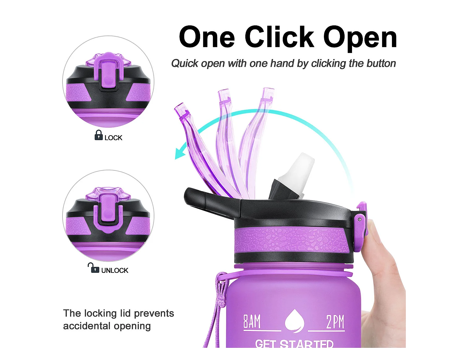 Gourde de Sport Bouteille d'eau 1000ml - ABS 100% sans BPA - violet et bleu