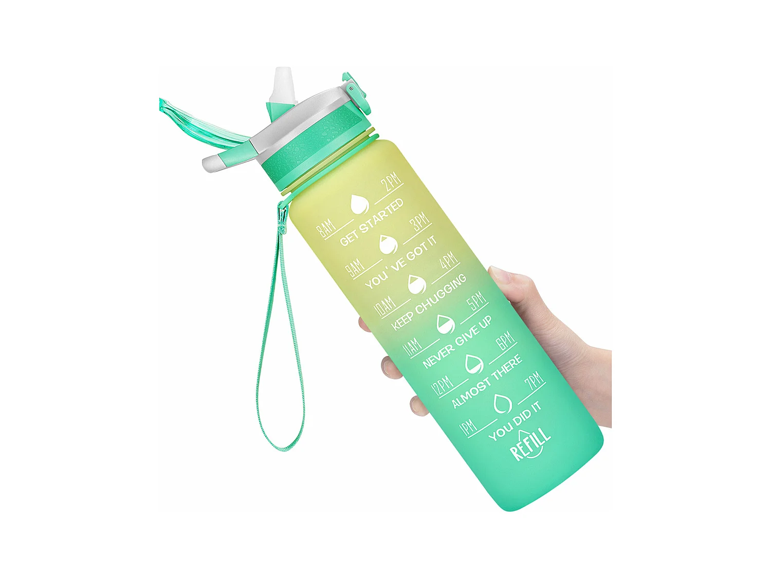 Gourde de Sport Bouteille d'eau 1000ml - ABS 100% sans BPA - jaune et vert