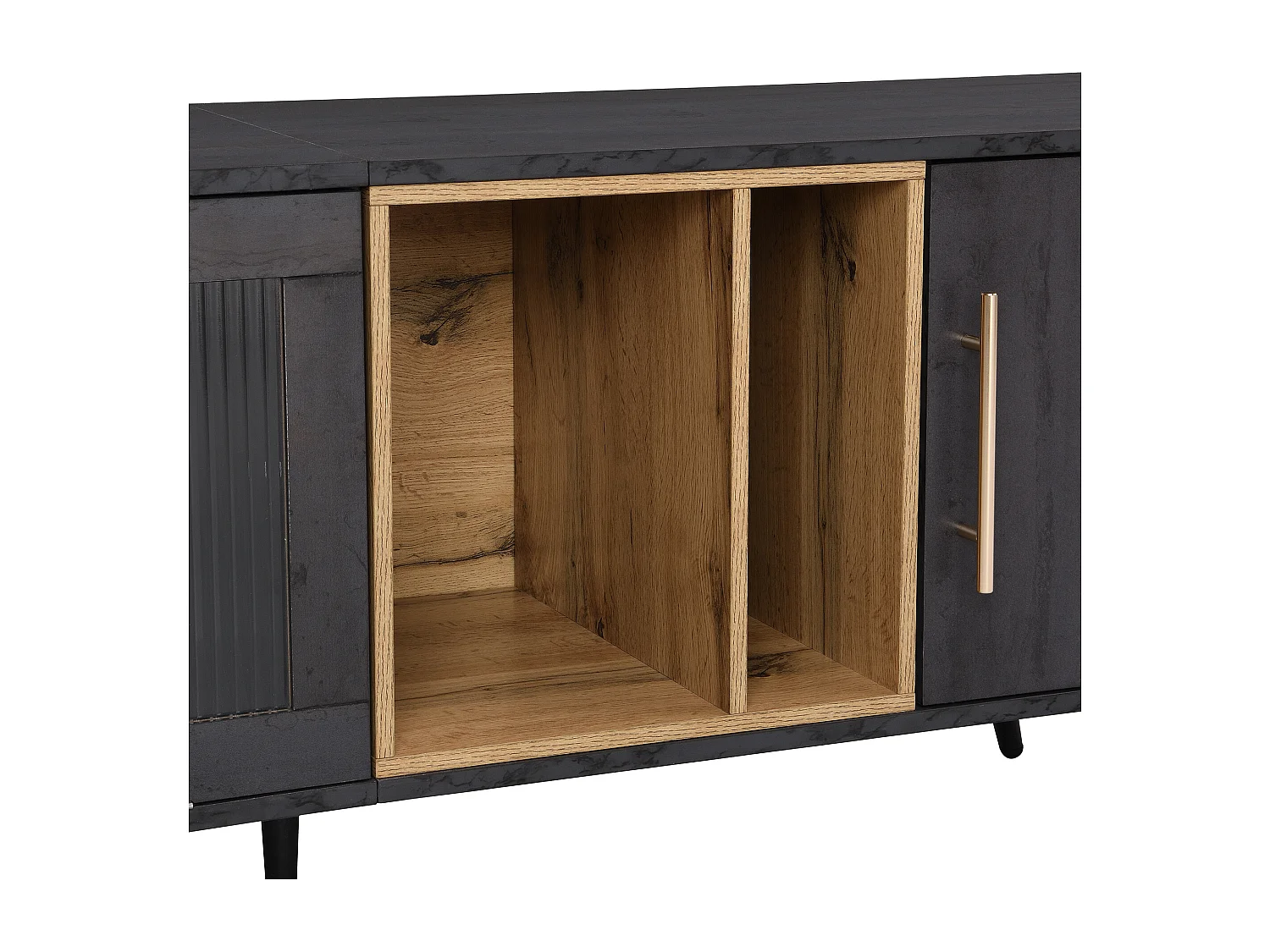 Meuble TV 200x40x55.5 cm adapté à un téléviseur de 90 pouces en MDF - Gris et Naturel