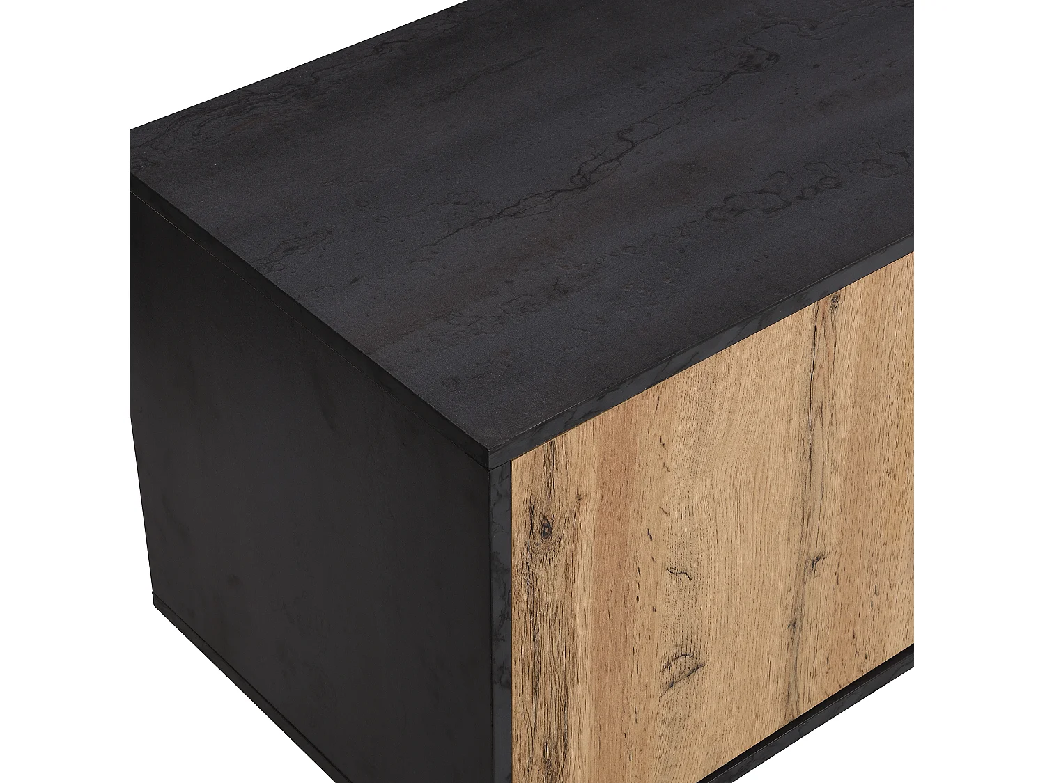 Meuble TV 200x40x55.5 cm adapté à un téléviseur de 90 pouces en MDF - Gris et Naturel