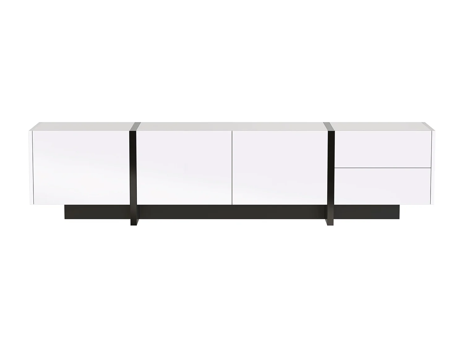 Mueble TV blanco y moderno 190x35x45 cm 3 puertas y 2 cajones