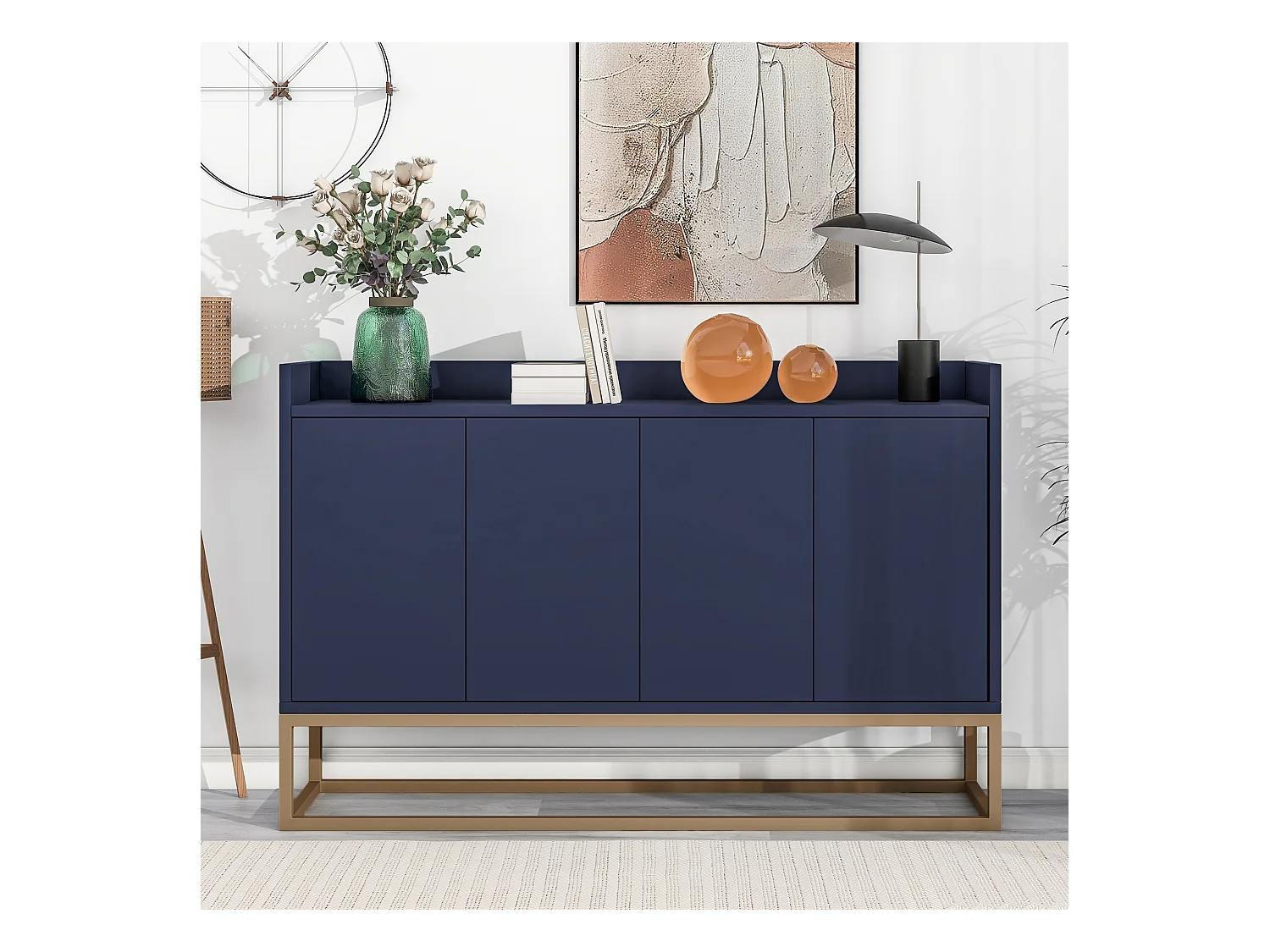 Cómoda buffet 120x30x80 cm minimalista moderna sin tirador - Azul