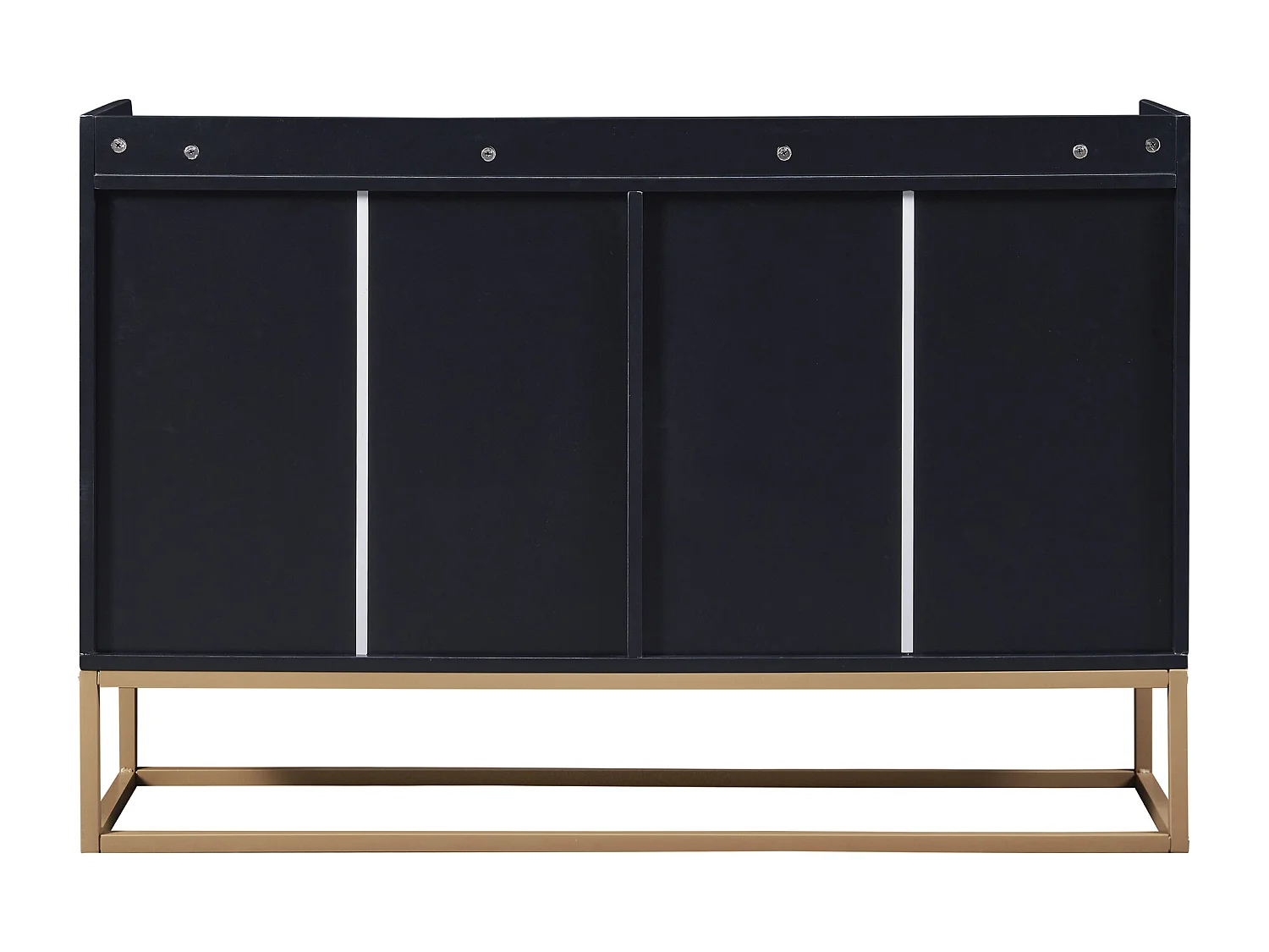 Schwarzes Sideboard mit 4 Türen, griffloses Design, Metallgestell – für Küche oder Esszimmer