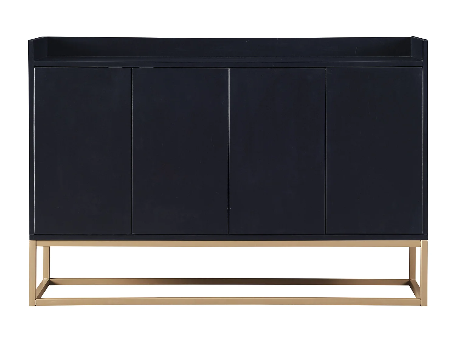 Schwarzes Sideboard mit 4 Türen, griffloses Design, Metallgestell – für Küche oder Esszimmer