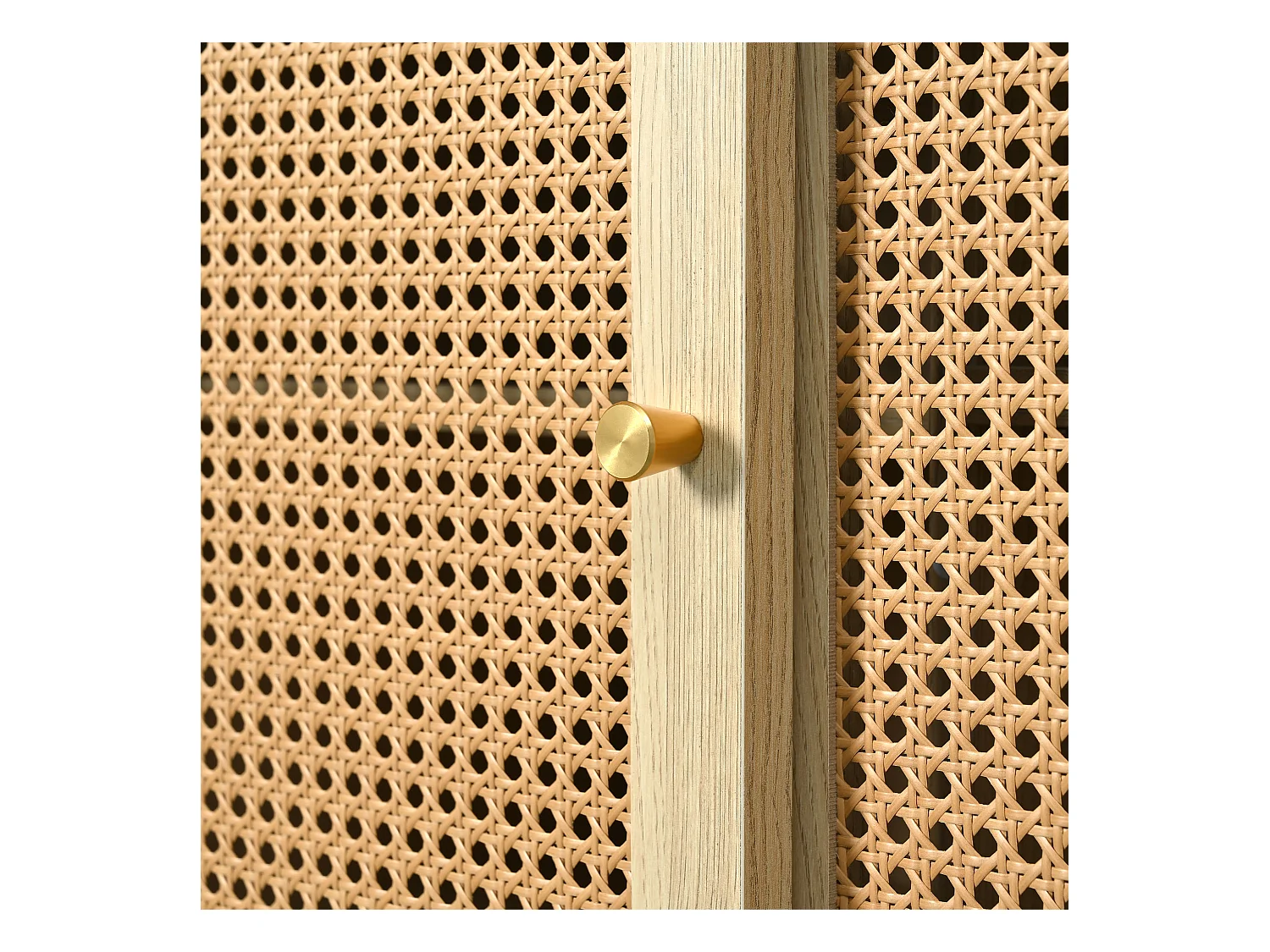 Cómoda aparador alto 120x40x78 cm con 3 puertas correderas y 3 cajones en MDF - Natural Claro