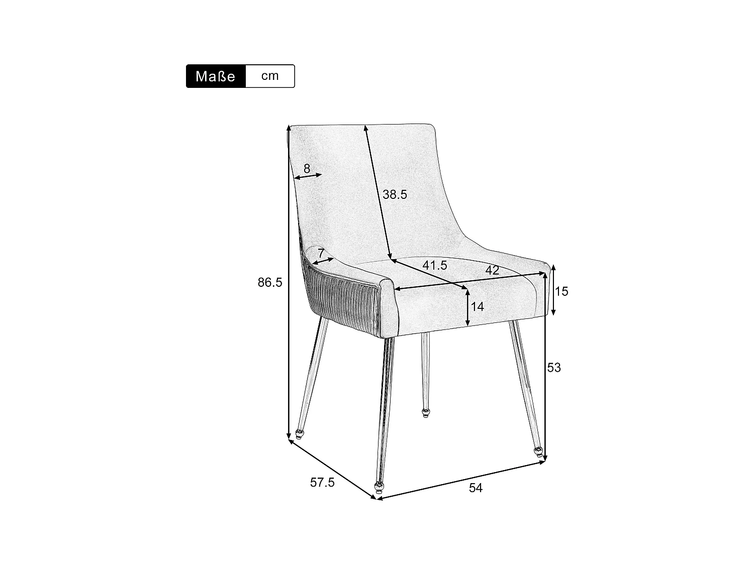 Lot de 2 Chaises de salle à manger rembourré pieds en Métal Doré - Rose
