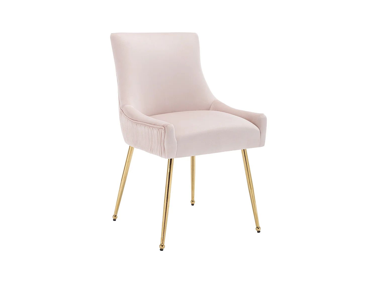 Lot de 2 Chaises de salle à manger rembourré pieds en Métal Doré - Rose