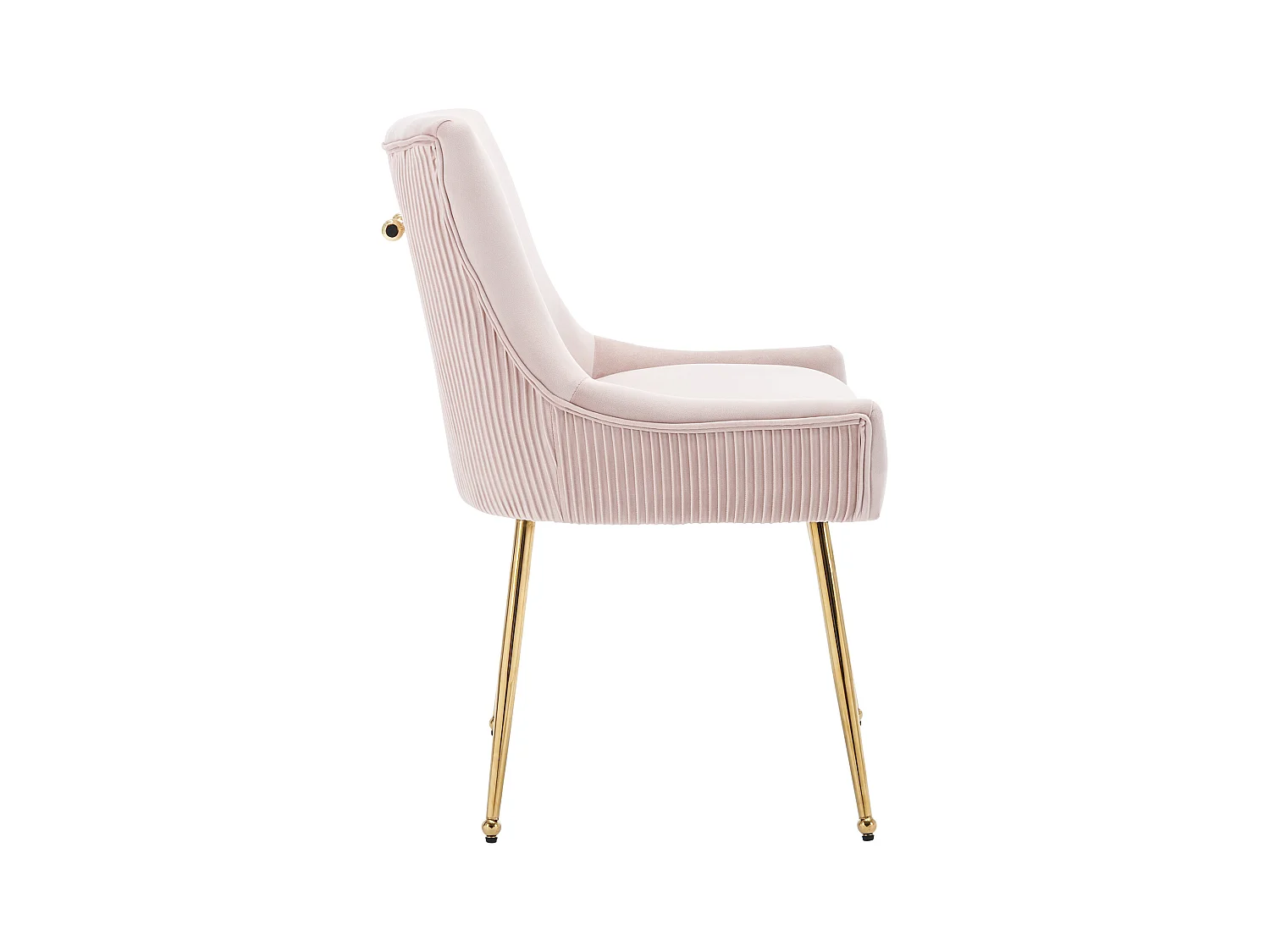 Lot de 2 Chaises de salle à manger rembourré pieds en Métal Doré - Rose