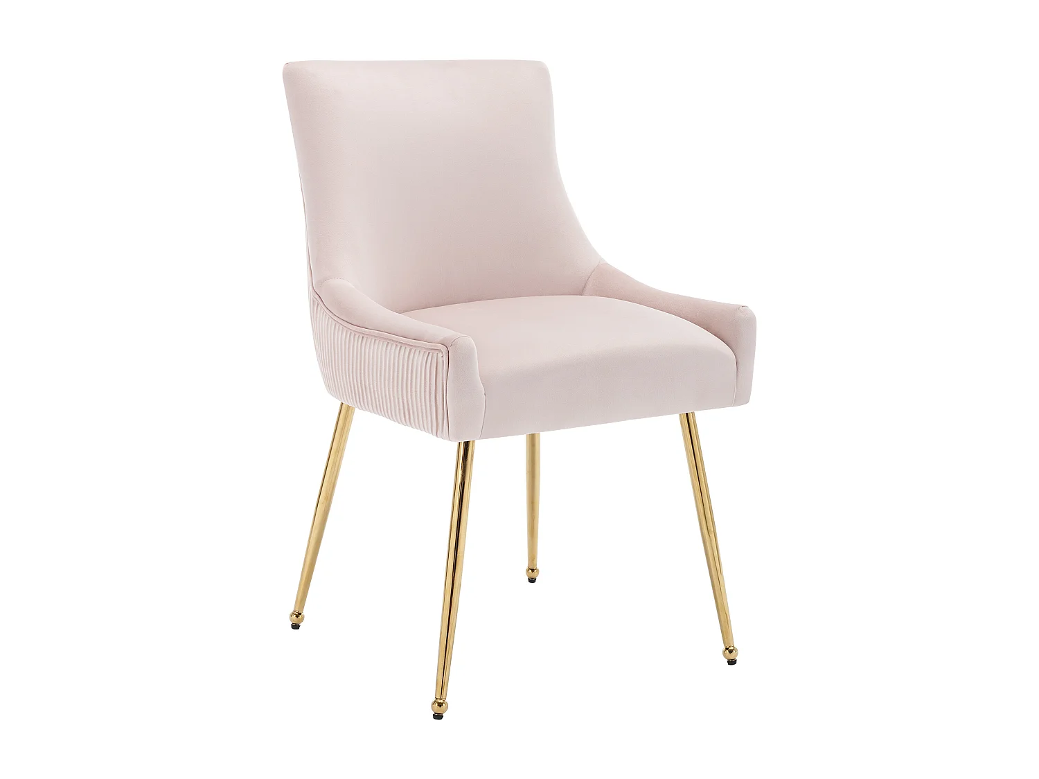 Lot de 6 Chaises de salle à manger rembourré pieds en Métal Doré - Rose