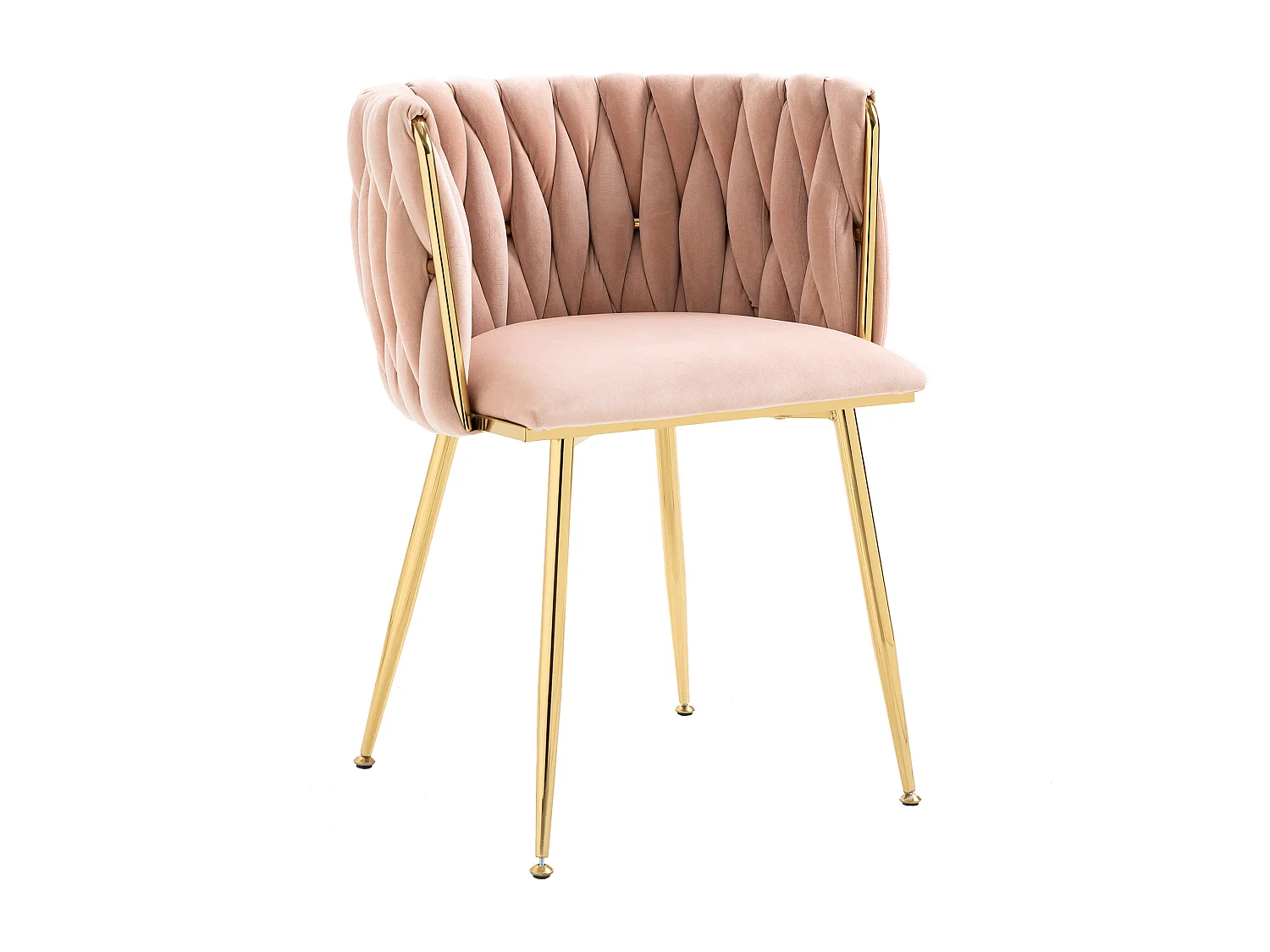 Lot de 2 Chaises de salle à manger en Velours Pied Doré - Rose
