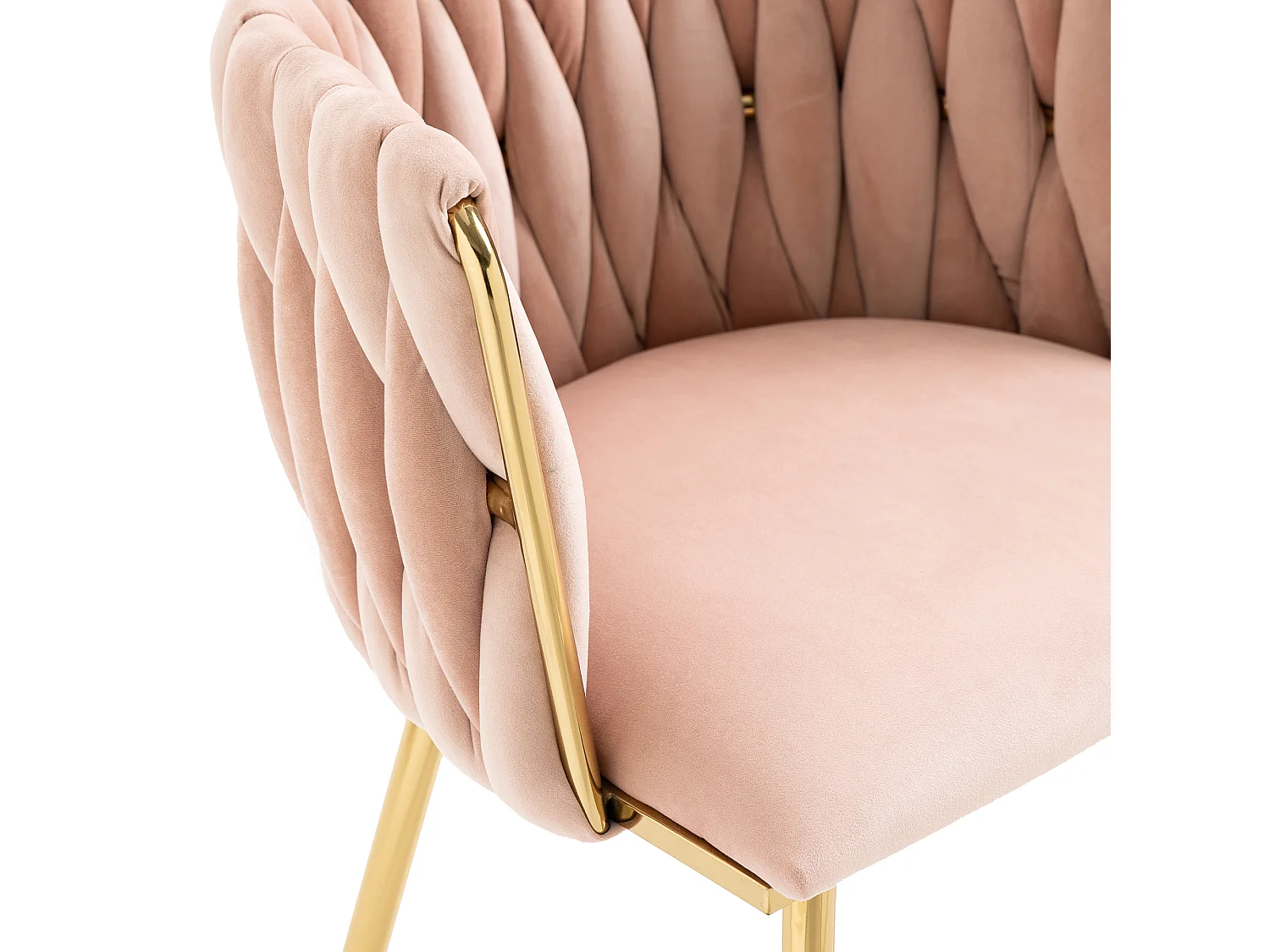 Lot de 2 Chaises de salle à manger en Velours Pied Doré - Rose