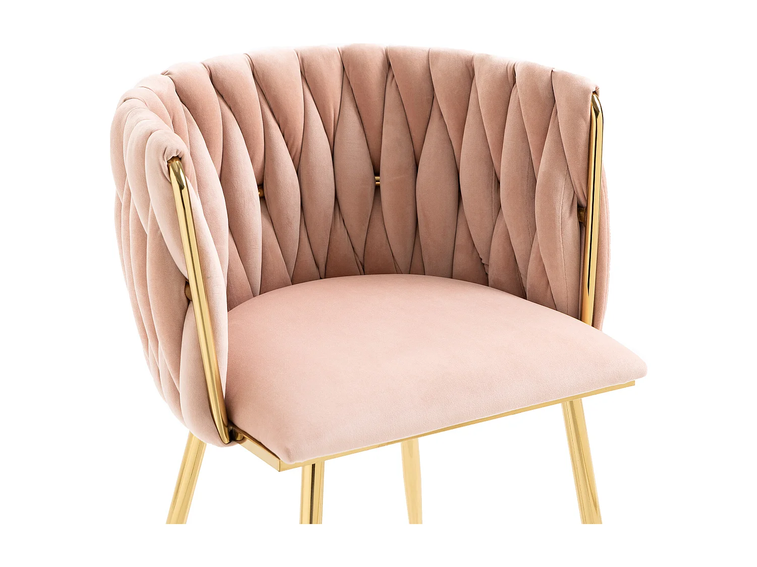 Lot de 2 Chaises de salle à manger en Velours Pied Doré - Rose