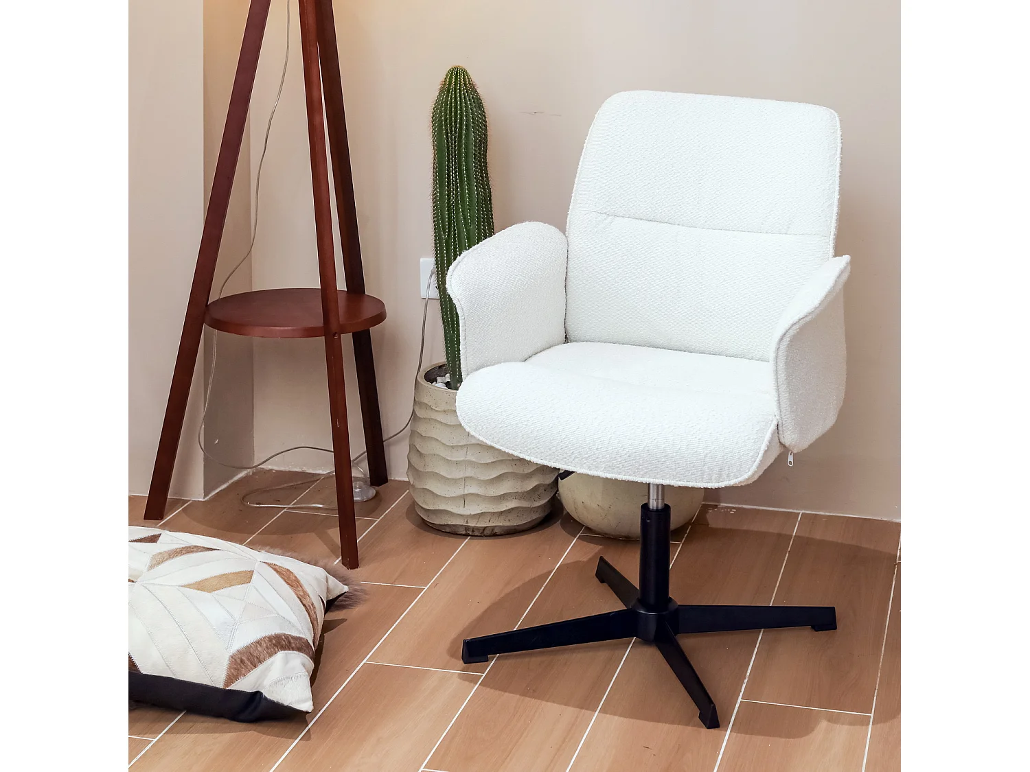 Chaise de bureau rotatif réglable en hauteur en bouclette