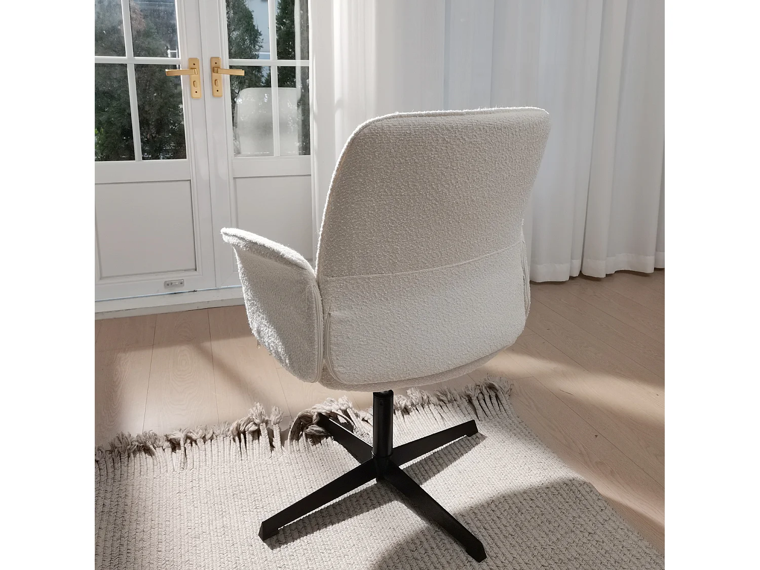 Chaise de bureau rotatif réglable en hauteur en bouclette