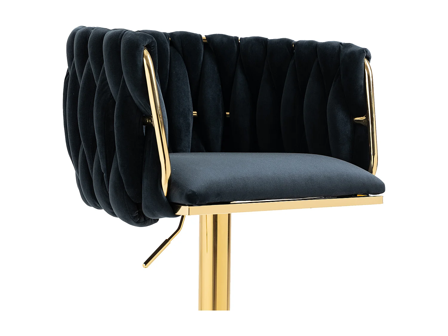 Lot de 2 Tabourets de bar Velours réglable en hauteur avec dossier et repose-pieds - Noir