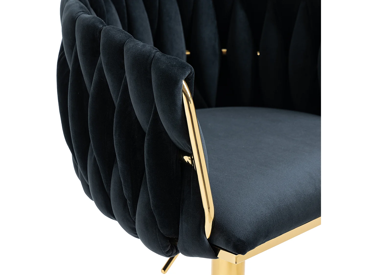 Lot de 2 Tabourets de bar Velours réglable en hauteur avec dossier et repose-pieds - Noir