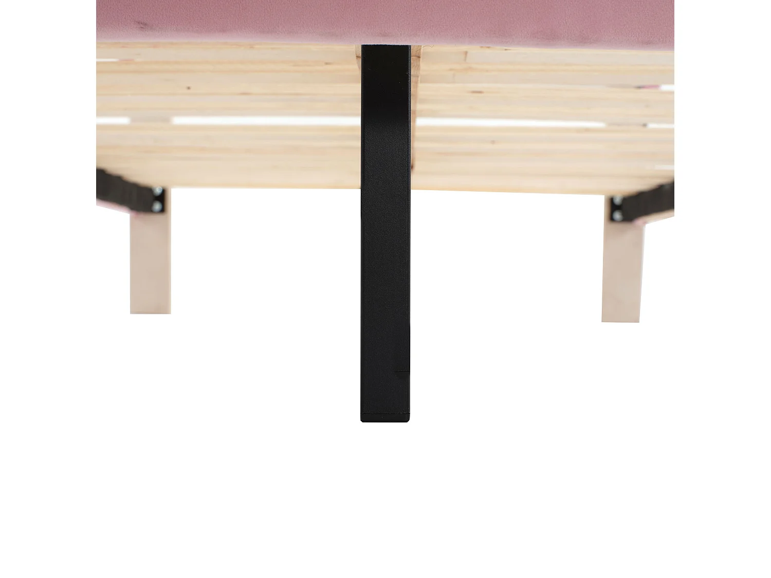 Letto singolo imbottito 90x200 cm in Velvet con LED e piedini rotondi imbottiti - Beige e Rosa