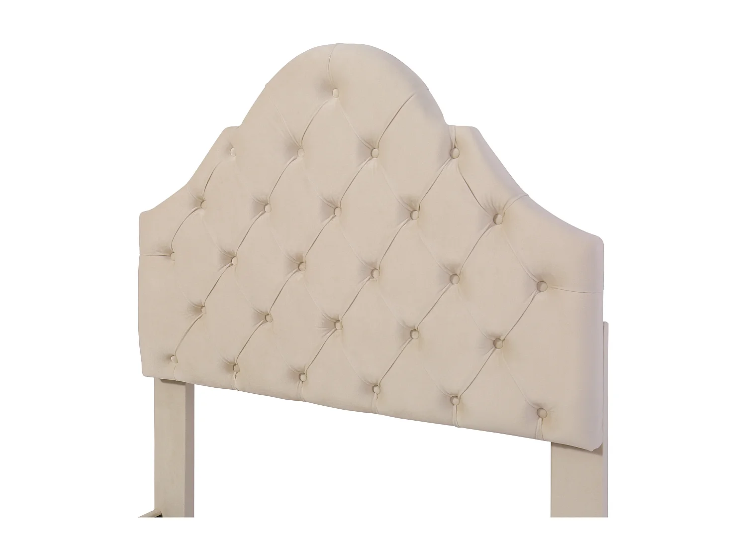 Bed 90x200 cm - beige fluweel - kinderbed met verstelbaar hoofdbord en houten lattenbodem - zonder matras