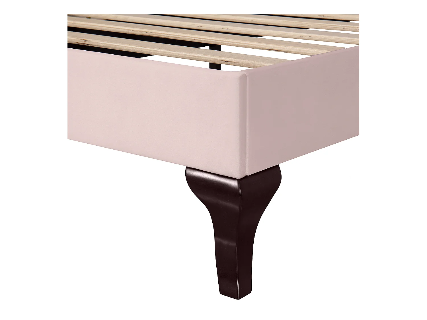 Bett 90 x 200 cm – rosa Samt – Kinderbett mit verstellbarem Kopfteil und Holzlattenrost – ohne Matratze