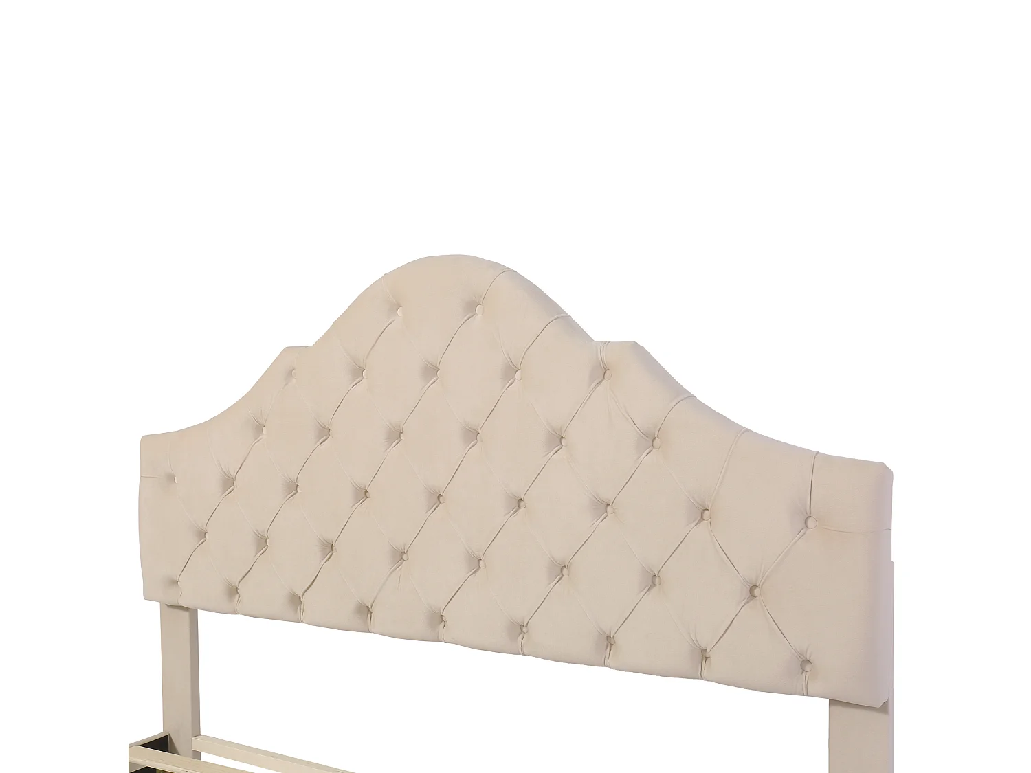 Bett 140 x 190 cm – beige Samt – Jugendbett mit verstellbarem Kopfteil und Holzlattenrost – ohne Matratze