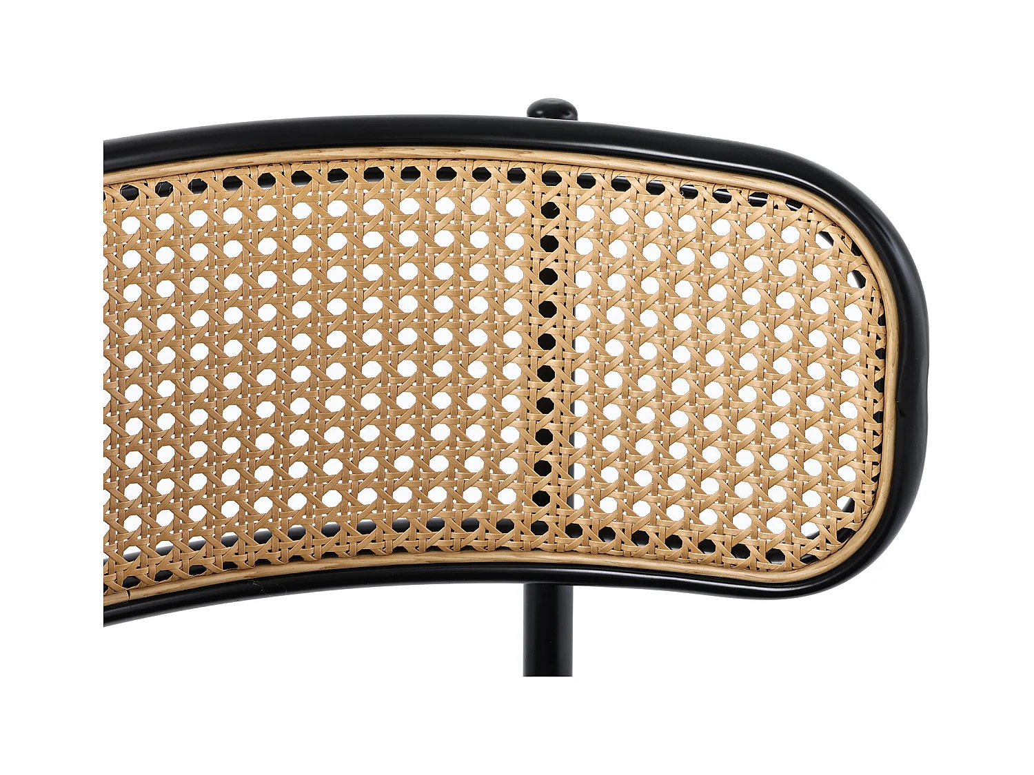 Lot de 2 Chaises de salle à manger en Velours et Rotin avec pieds en Métal - Noir